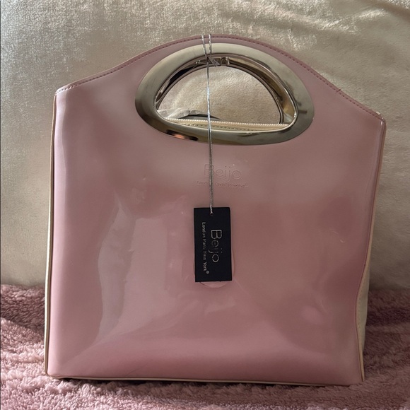 Beijo Handbags - Beijo Light Pink Tote with Polished Silver Handle